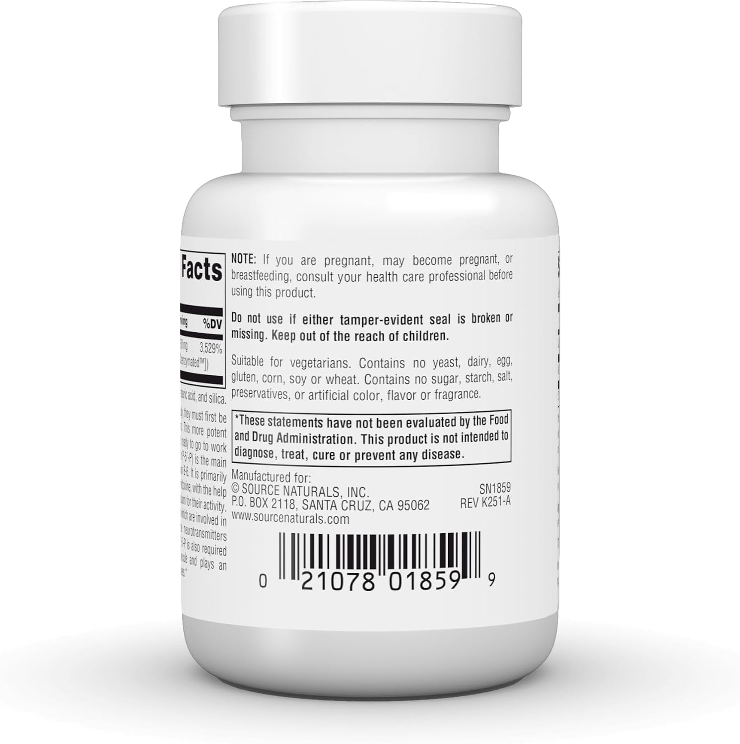 Source Naturals Coenzymated B-6 – Piridoxal Fosfato (P-5'-P) 100 mg, 60 Comprimidos