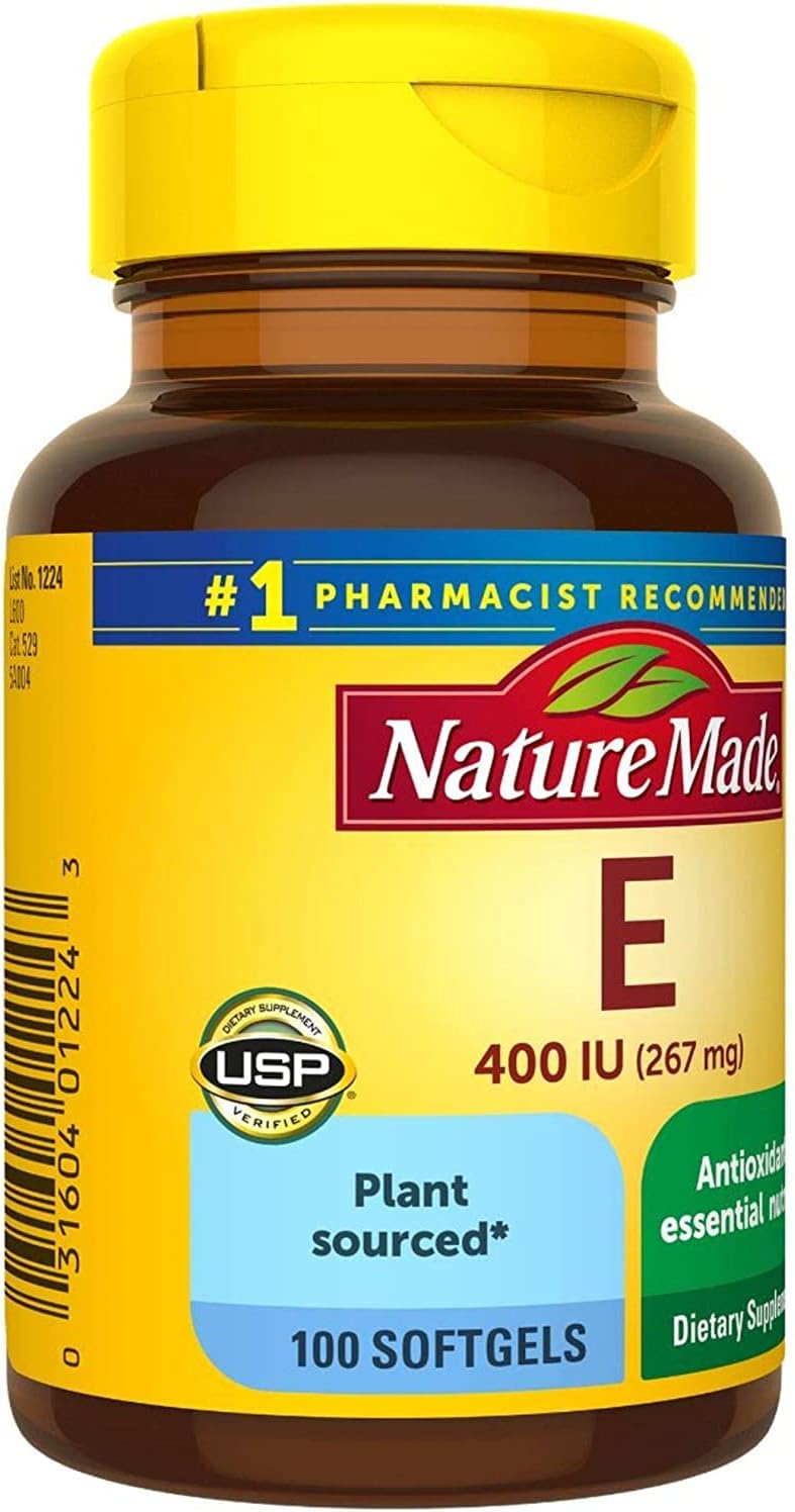 Nature Made Vitamin E 400 IU (267 mg) Softgels, 100 Count (Pack of 2)