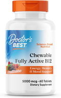 Doctor's Best Vitamina B12 Masticable - Metilcobalamina 5000 mcg, 60 Comprimidos