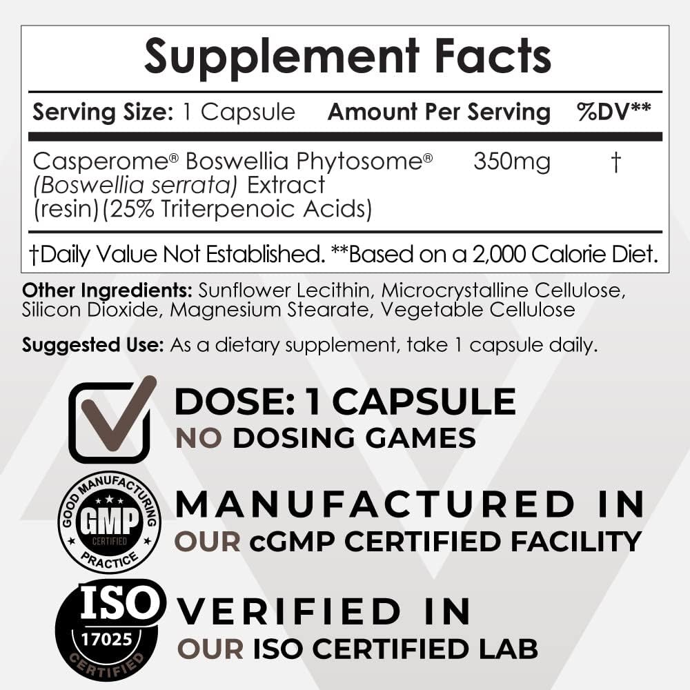 Nootropics Depot Boswellia Phytosome Cápsulas | 350mg | Casperome | 25% Ácidos Triterpénicos | Boswellia serrata | Incienso | Salud Articular | 30 Unidades