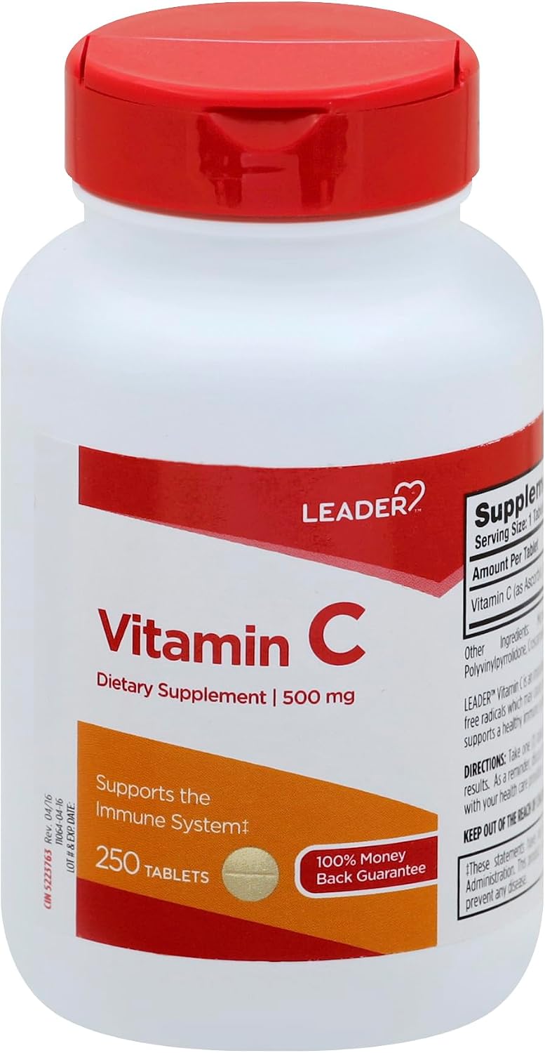 Leader Vitamina C 500 mg, 250 comprimidos por frasco (Paquete de 2)