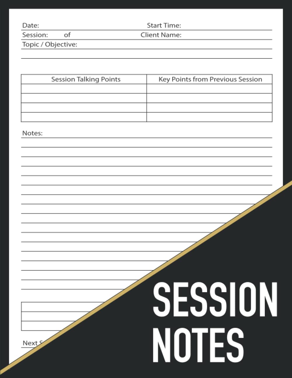 Cuaderno de Notas de Sesión para Terapeutas (Session Notes Notebook)