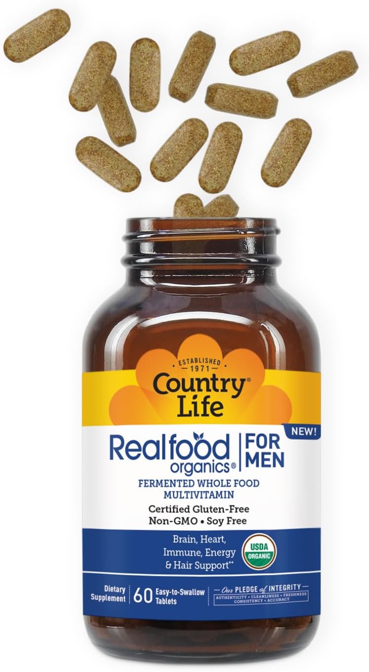 Country Life RealFood Organics for Men – Multivitamínico Orgánico para Hombre, 60 Comprimidos