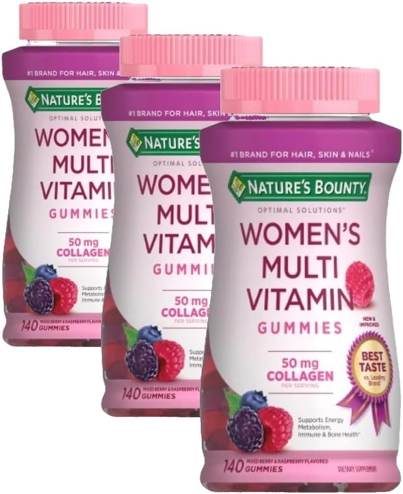 Nature's Bounty Optimal Solutions, Gominolas Multivitamínicas para Mujeres, Sabor Frambuesa, 140 uds (70 dosis)