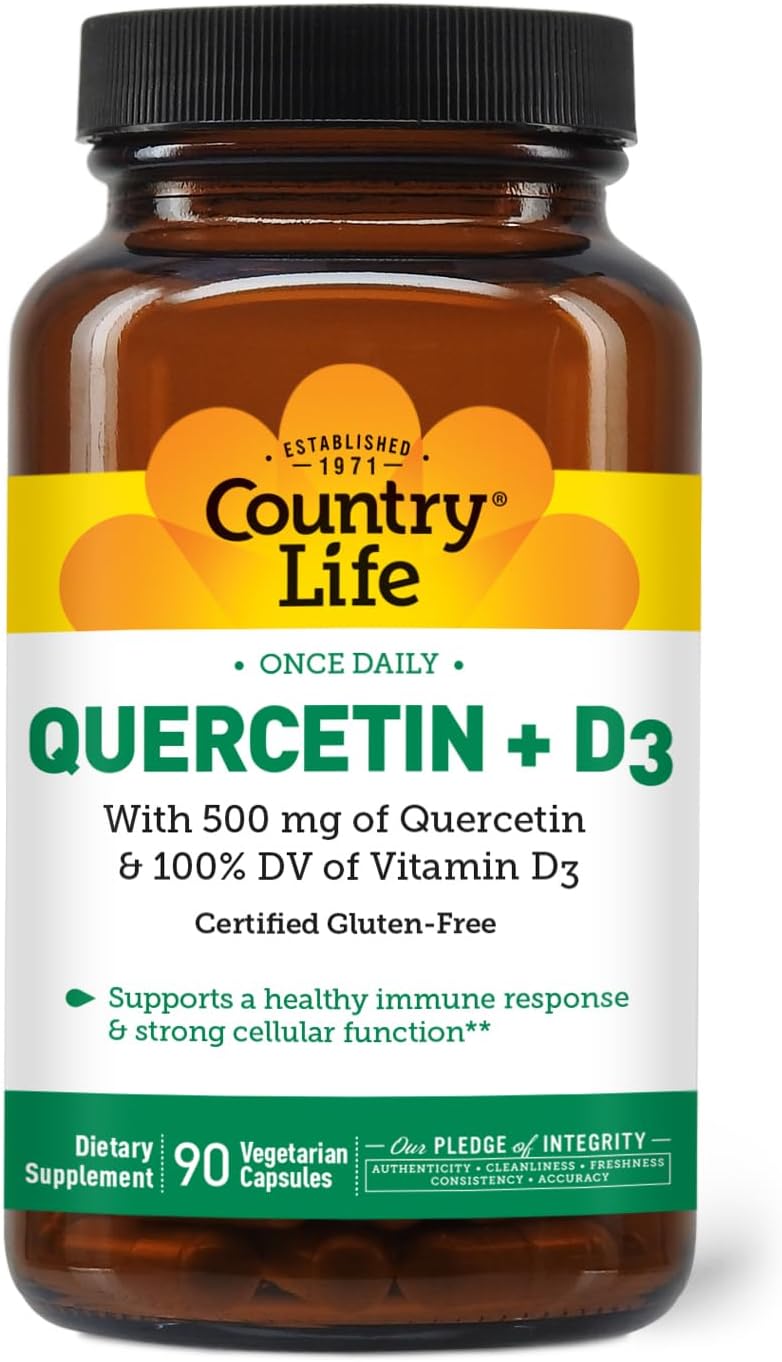 Country Life Quercetina 500 mg con Vitamina D3 800 UI – 90 Cápsulas