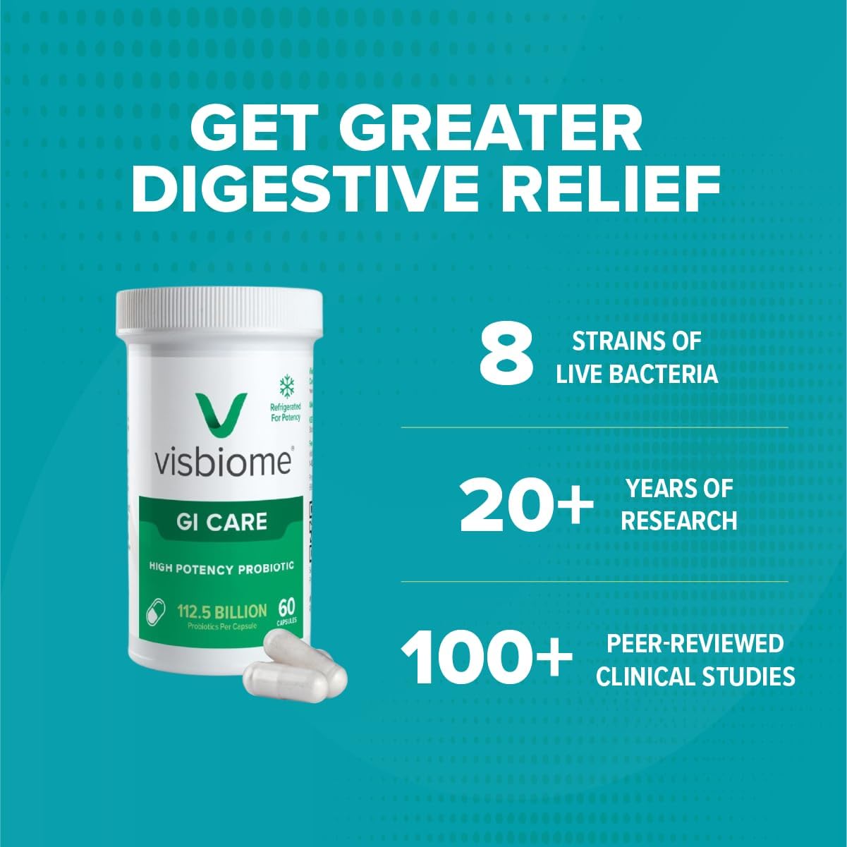 Visbiome® GI Care - Probiótico de Alta Potencia - 112.5 Mil Millones UFC - 180 Cápsulas