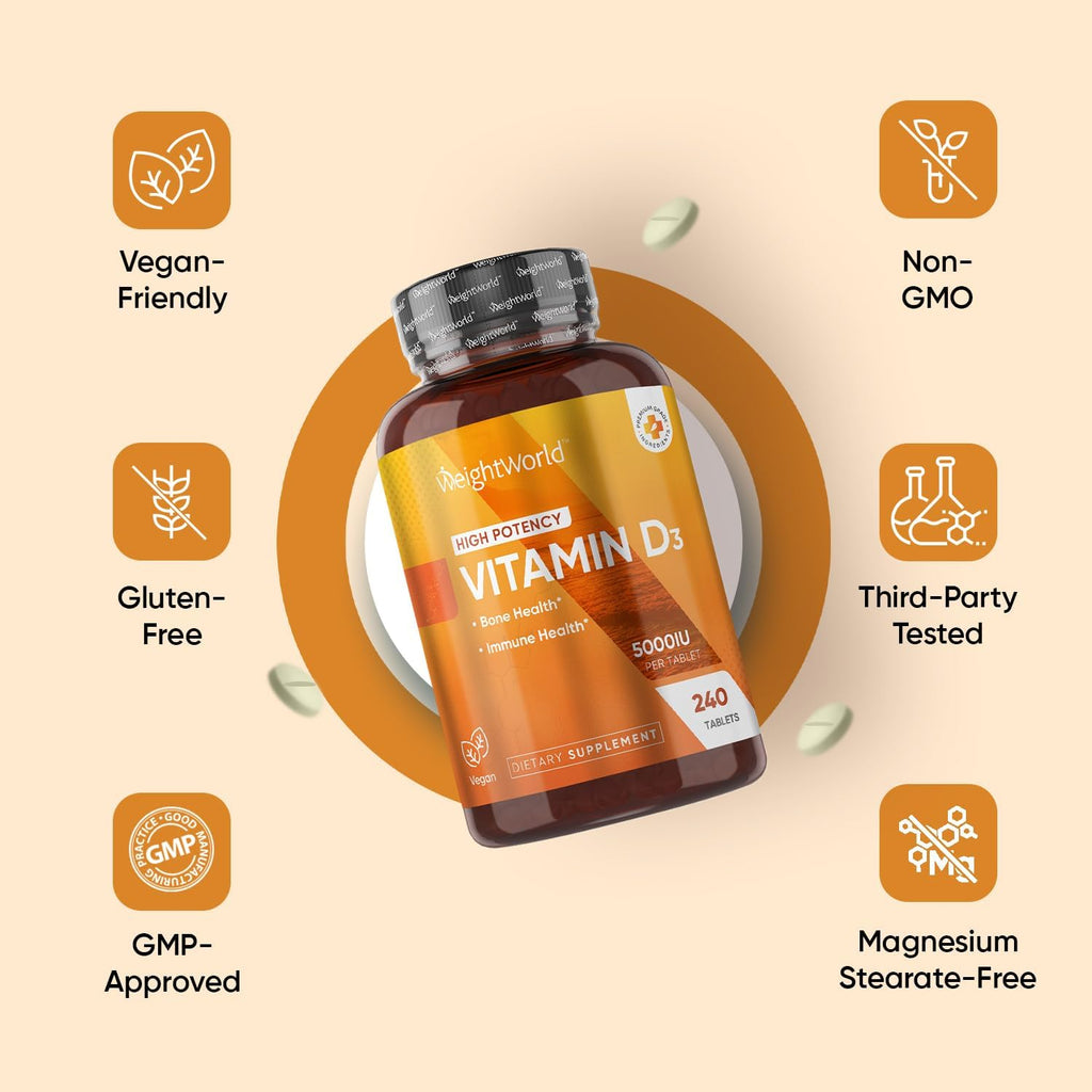 WeightWorld Vitamina D3 Vegana 5000 UI - 240 Comprimidos