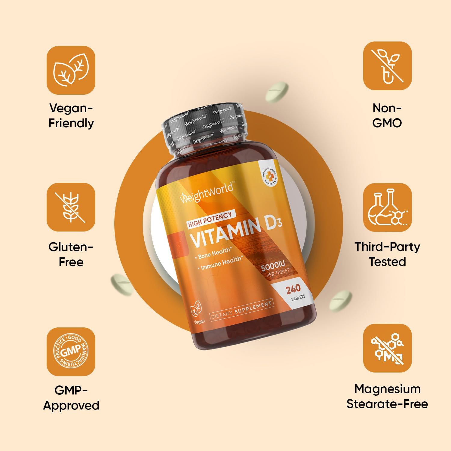 WeightWorld Vitamina D3 Vegana 5000 UI - 240 Comprimidos