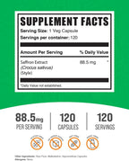 BulkSupplements.com Extracto de Azafrán 88.5mg - 120 Cápsulas Veganas sin Gluten