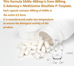 7c SAM-e 400 mg (S-Adenosilmetionina) con Vitaminas B6 y B12, Estado de Ánimo y Confort Articular, Vegano, Sin Gluten, 60 Cápsulas Gastrorresistentes
