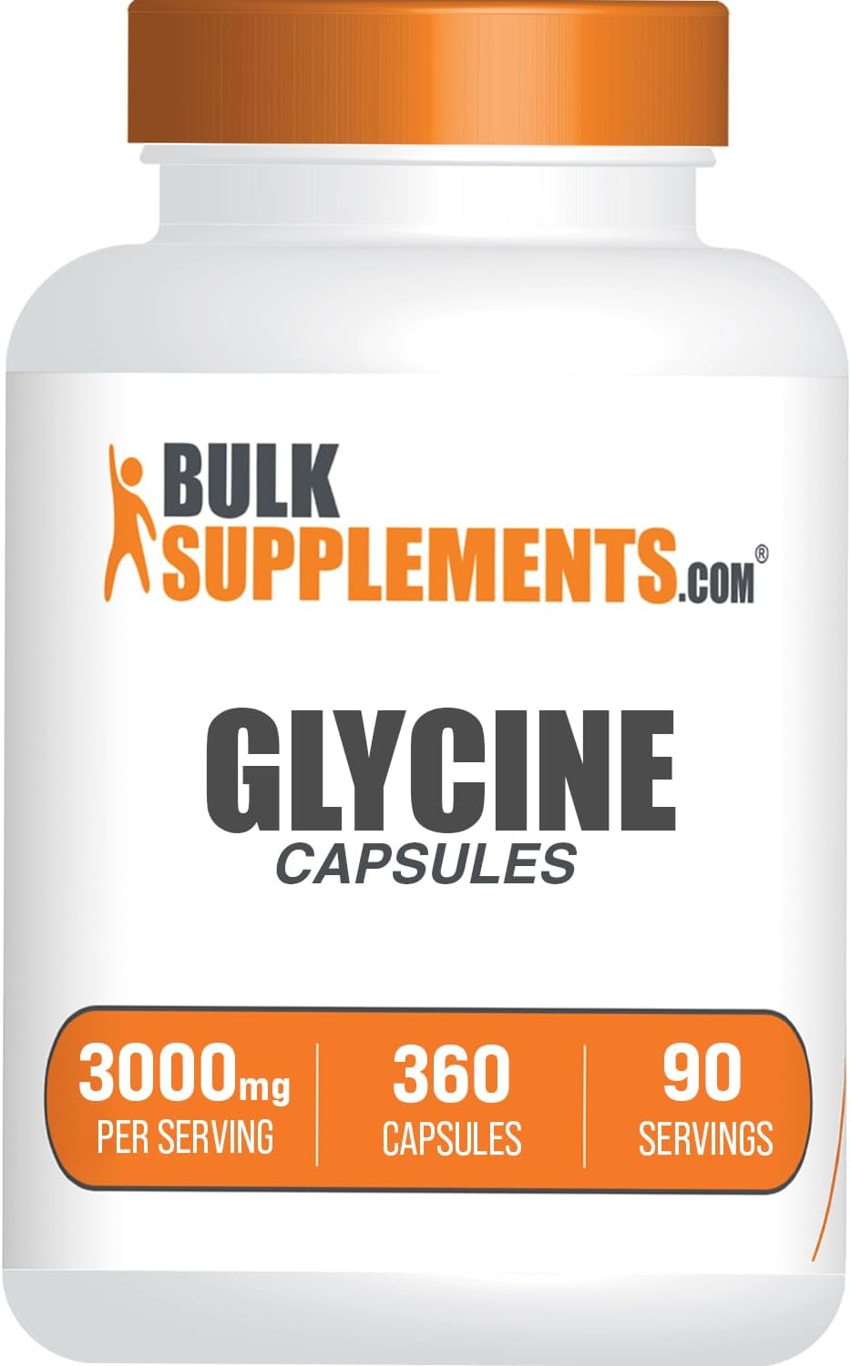 BulkSupplements.com Glicina Cápsulas - Suplemento de Aminoácido, 3000mg - Sin Gluten, 4 Cápsulas por Dosis, 360 Unidades