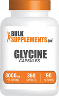 BulkSupplements.com Glicina Cápsulas - Suplemento de Aminoácido, 3000mg - Sin Gluten, 4 Cápsulas por Dosis, 360 Unidades