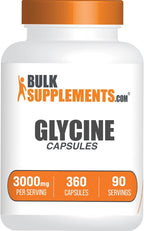 BulkSupplements.com Glicina Cápsulas - Suplemento de Aminoácido, 3000mg - Sin Gluten, 4 Cápsulas por Dosis, 360 Unidades