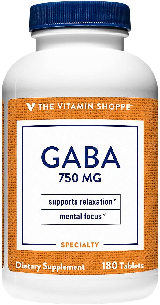 The Vitamin Shoppe GABA 750mg (Gamma-Aminobutyric Acid) - 90 Comprimidos