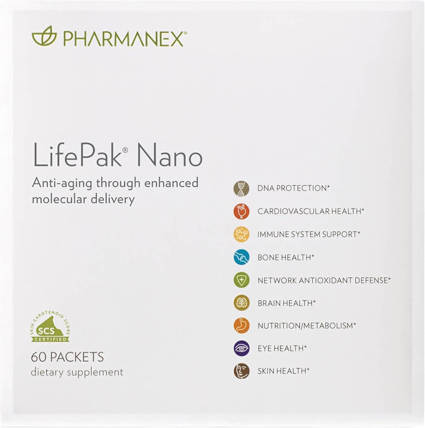 Nu Skin Pharmanex LifePak Nano — Suplemento diario con nutrientes esenciales, 60 sobres