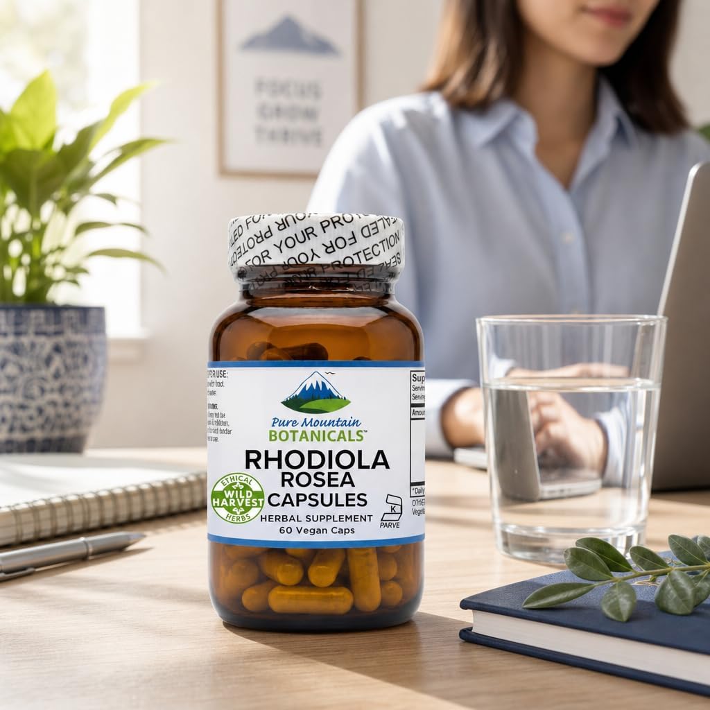 Pure Mountain Botanicals Rhodiola Rosea 250mg - 60 Cápsulas Veganas