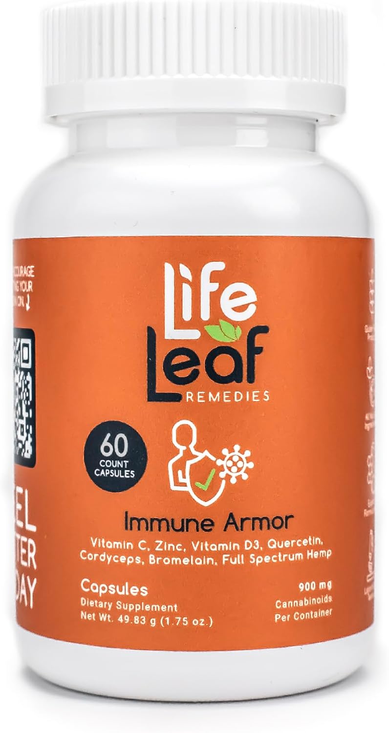 Life Leaf Remedies Immune Armor: Complemento Inmunitario con Vitamina C, D3, Zinc y Quercetina
