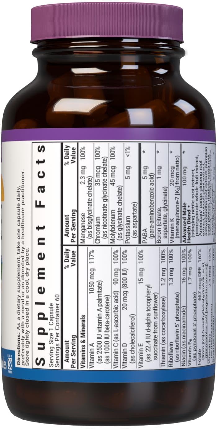 Bluebonnet Nutrition One for Men – Complejo Multivitamínico a Base de Alimentos Integrales