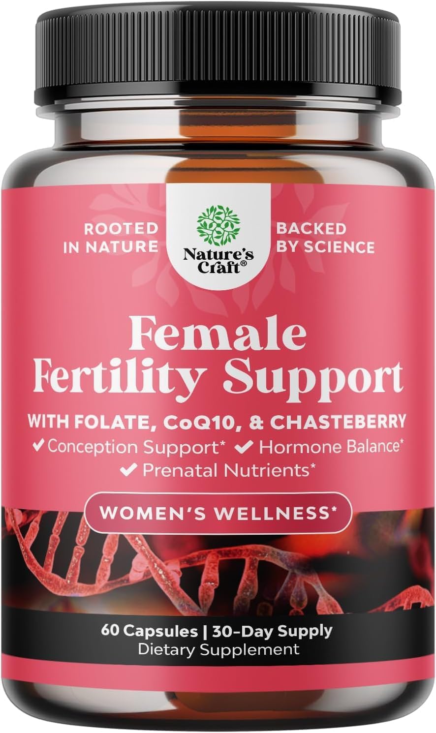 Natures Craft Suplemento de Fertilidad Femenina con Vitaminas Prenatales, 60 Cápsulas