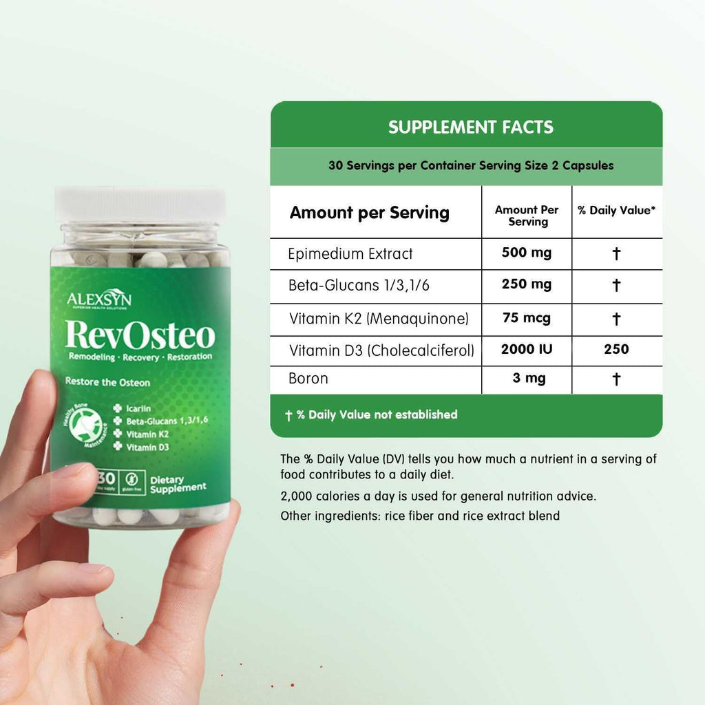 Alexsyn RevOsteo Bone & Metabolic Support – 60 Cápsulas – Apoyo Óseo Avanzado