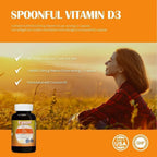 Spoonful Vitamina D3 con Aceite de Coco - 365 Cápsulas Blandas, 5000 UI (125 mcg) – Suministro Anual
