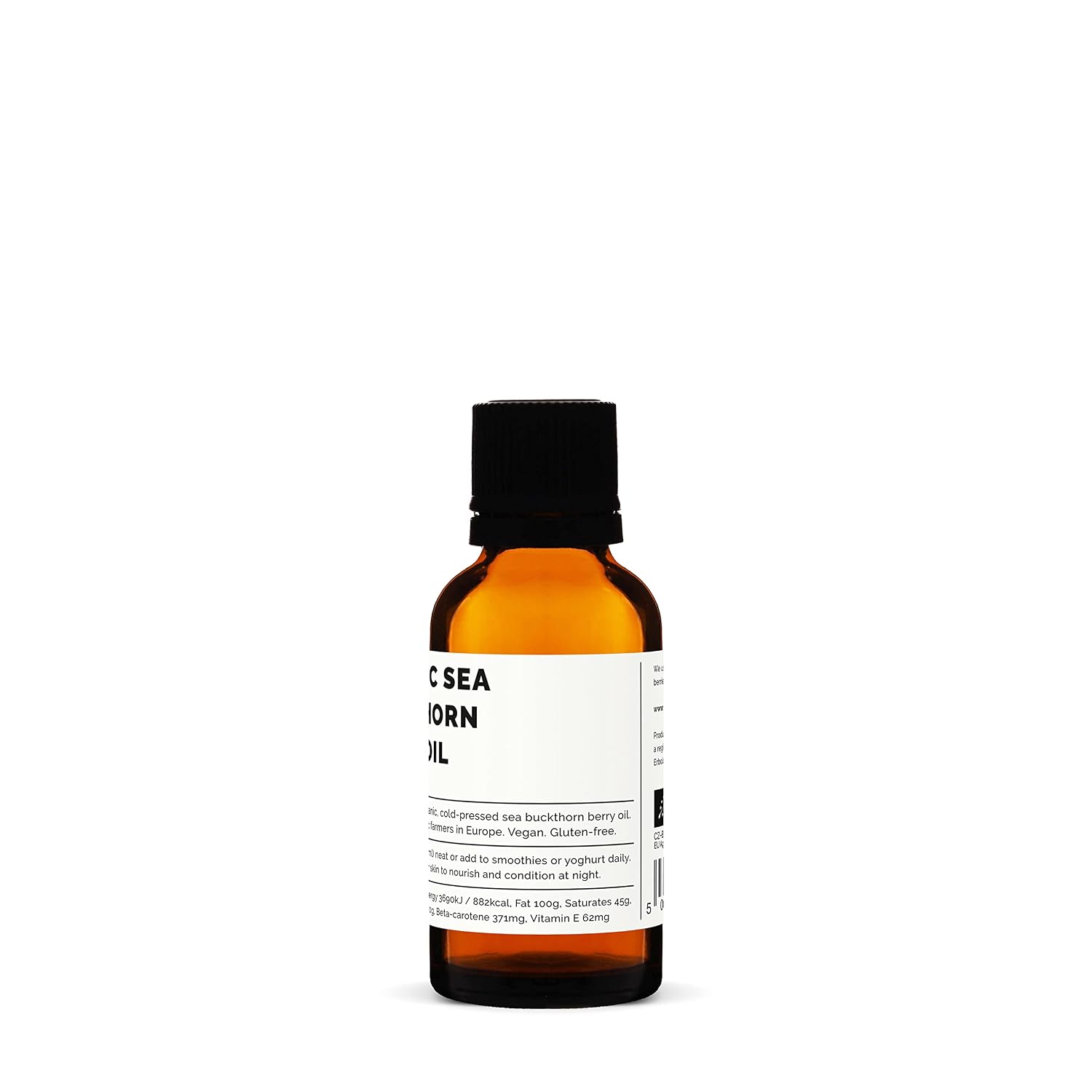Erbology Aceite de Espino Amarillo 100% Ecológico - 30 ml - Prensado en Frío 50:1 - Rico en Omega-7 y Betacaroteno - Sin Aditivos - Envase de Vidrio Reciclable