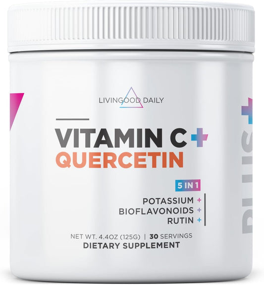 Livingood Daily Vitamina C en Polvo 2600 mg con Quercetina - 30 Dosis, Sabor Naranja