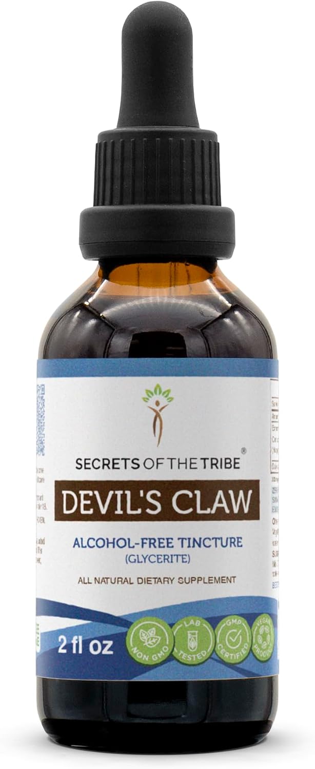 Secrets of the Tribe Tintura de Garra del Diablo Sin Alcohol - Extracto Líquido de Raíz Seca, 118 ml