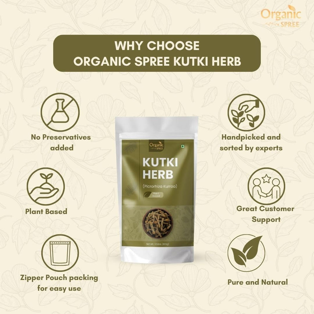 ORGANIC SPREE Kutki Herb 100g (3.52oz) Picrorhiza Kurroa | Katuka Rohini | Puro y Natural