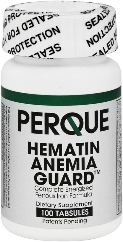 Perque Hematin Anemia Guard, 100 Comprimidos – El hierro contribuye a la formación normal de glóbulos rojos y de – Image 1