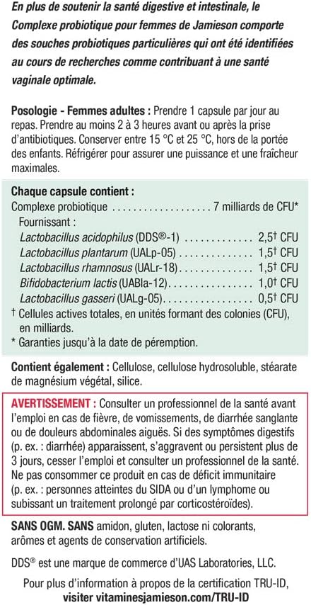 Jamieson Women’s Probiotic Complex 7 Billion - 45 Cápsulas Veganas