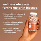 Mela Daily Essentials Multivitamínico para Mujeres con Melanina - Alta Dosis de Vitamina D3 y B12, Probióticos, Melena de León, Canela de Ceilán - Vegano, Sin Gluten, Sin OGM, Suministro para 30 Días (60 Cápsulas)