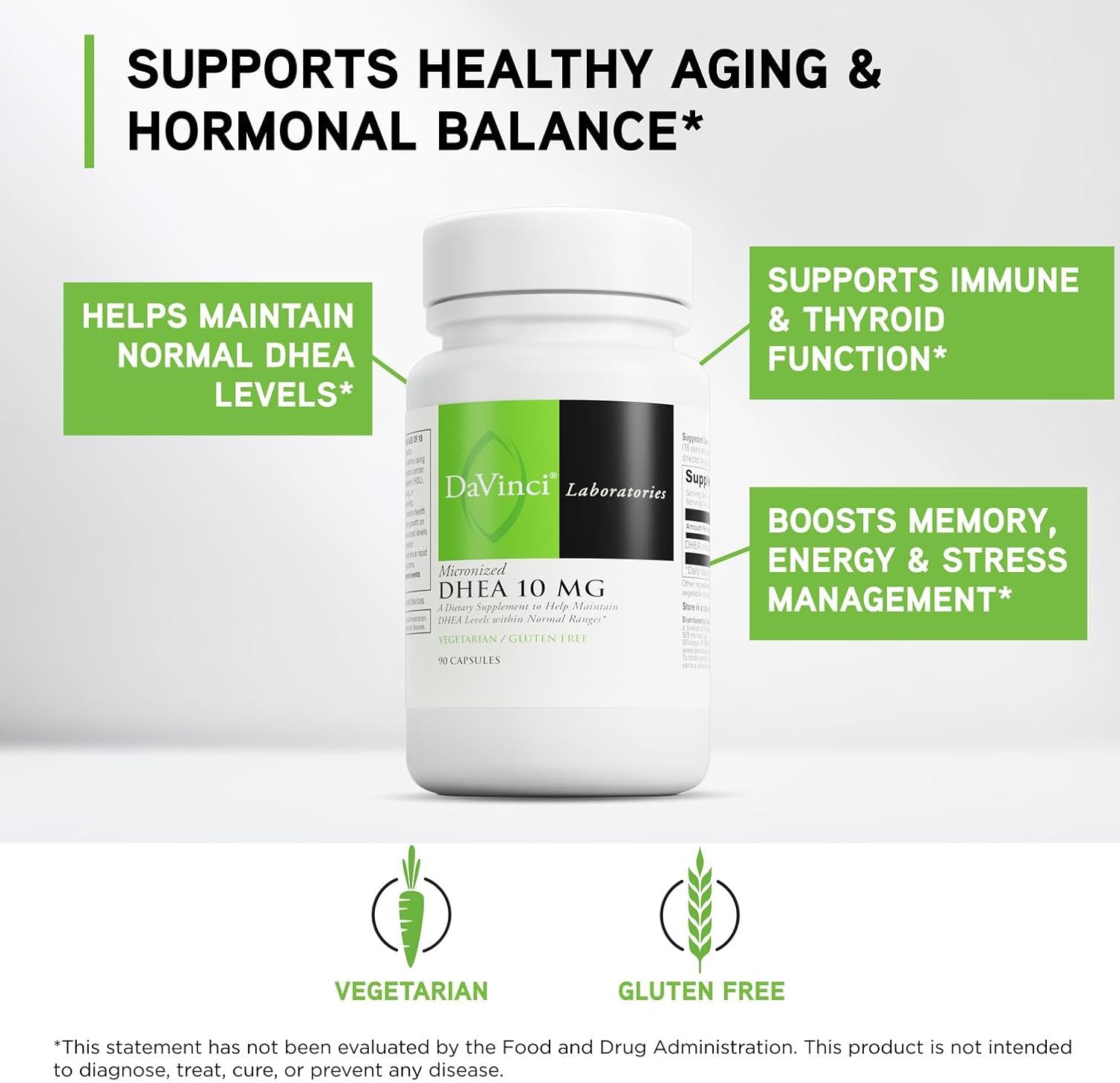 DAVINCI Labs DHEA Micronized 10 mg – 90 Vegetarian Capsules