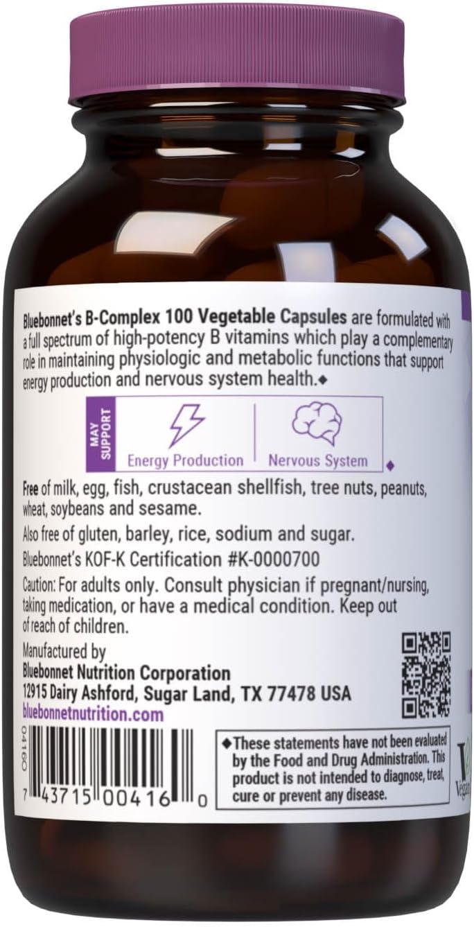 Bluebonnet Nutrition B Complex 50 Cápsulas Vegetales