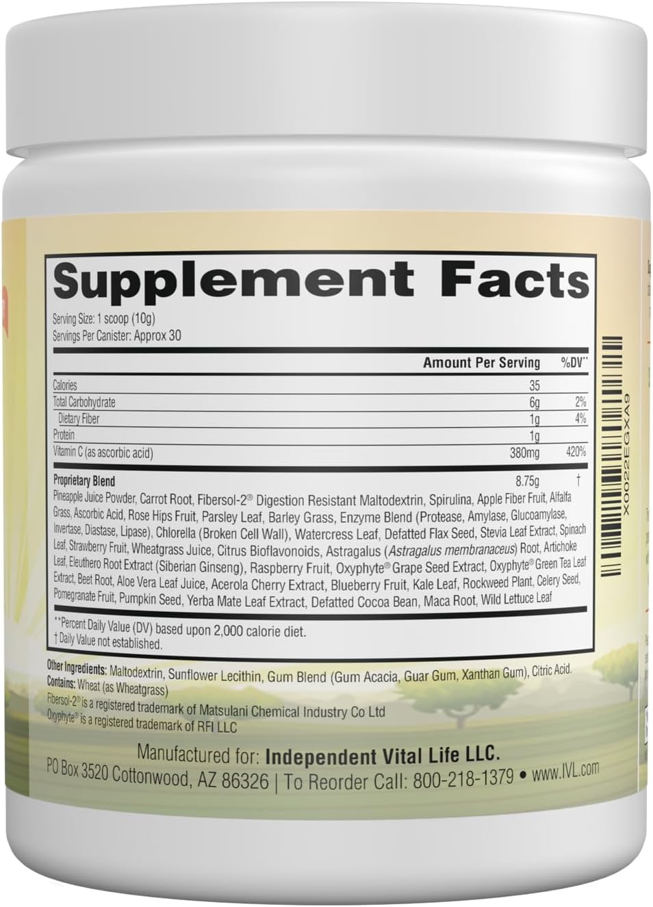 IVL - All Day Energy Greens - Superfood Green Powder Blend, Fruity Flavor