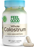 FeelGood Superfoods Calostro Bovino en Cápsulas - 2000 mg por Dosis - Salud Intestinal e Inmunidad - 60 Cápsulas