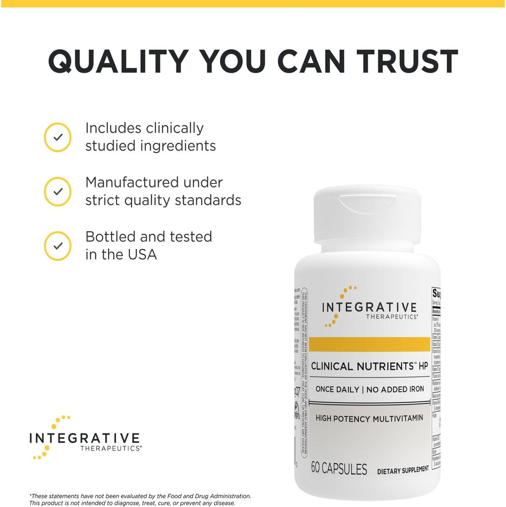 Integrative Therapeutics Clinical Nutrients HP - Multivitamínico diario con antioxidantes - Sin hierro - 60 comprimidos