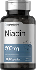 Horbäach Niacina | Vitamina B3 500mg | 100 Cápsulas | Con Flush | No OGM y Sin Gluten