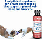 Life Line Pet Nutrition Aceite de Salmón y Pollock de Alaska Salvaje - Suplemento de Omega 3 para Perros y Gatos en Todas las Etapas de la Vida, 66 oz líquidas