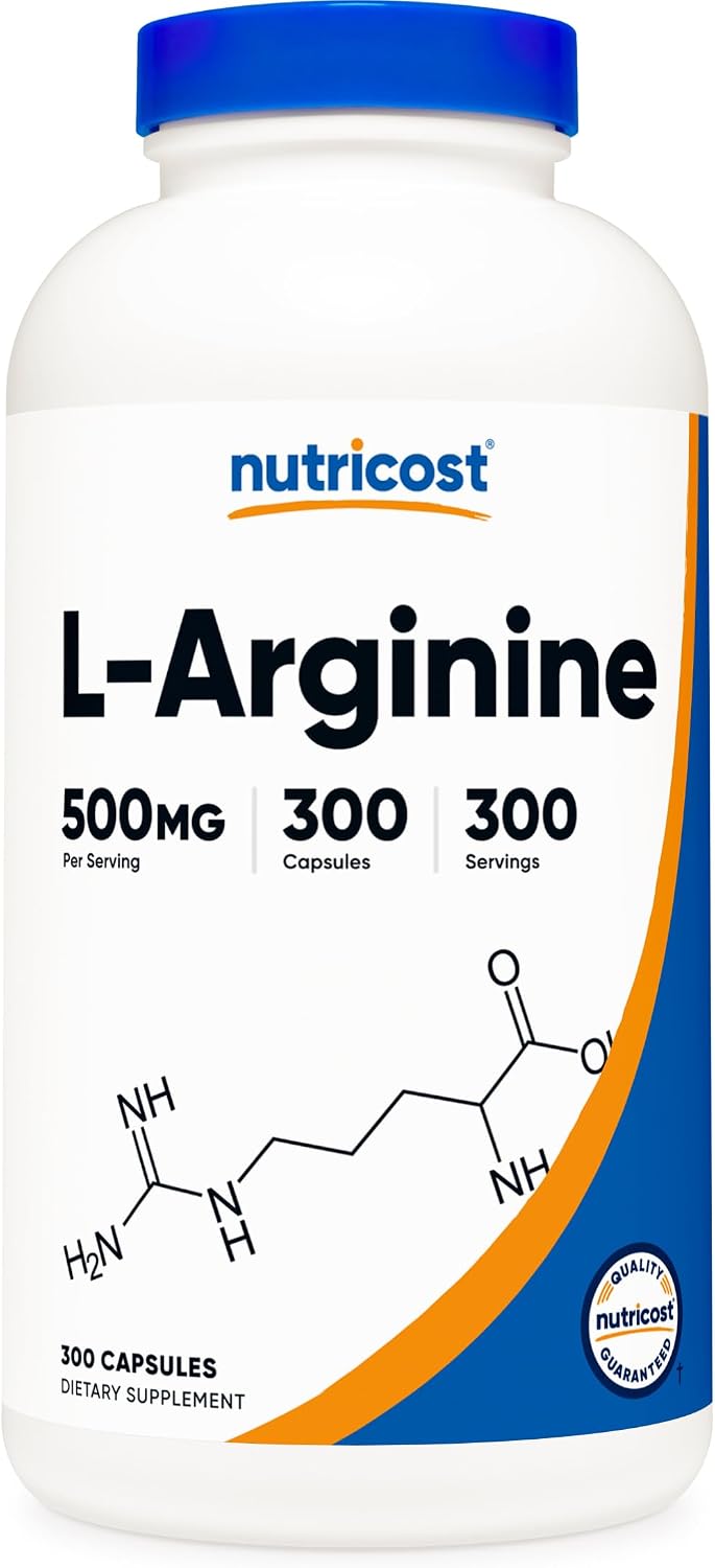 Nutricost L-Arginine 500mg, 300 Capsules - Vegan & Gluten Free