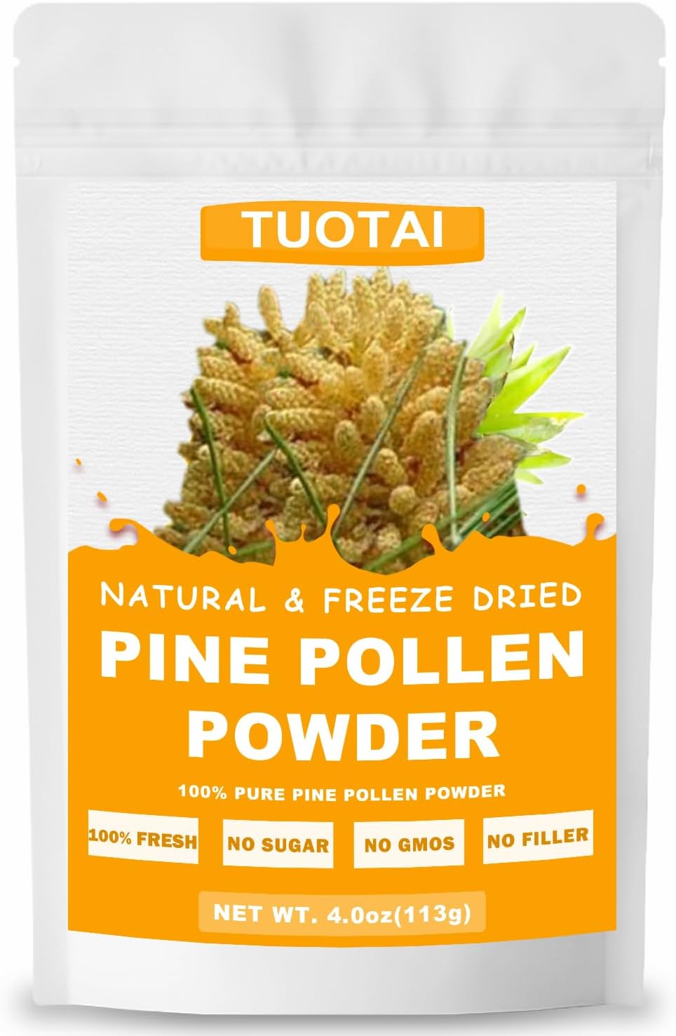Polen de Pino Premium en Polvo, 100% Natural, Sin OGM, Vegano