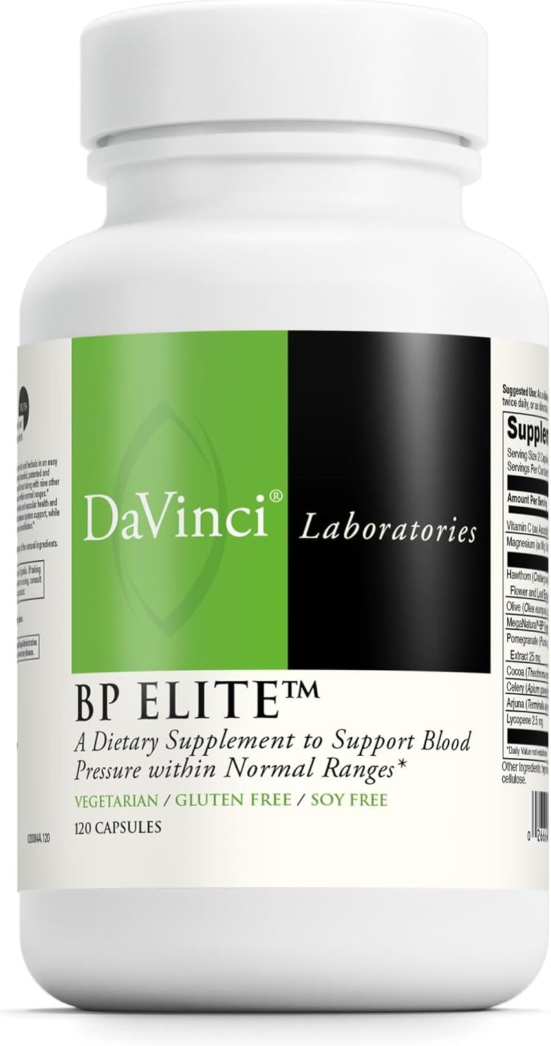 DAVINCI Laboratories BP Elite - Cardiovascular Health - Magnesium, Vitamin C and Herbal Extracts - 120 Capsules