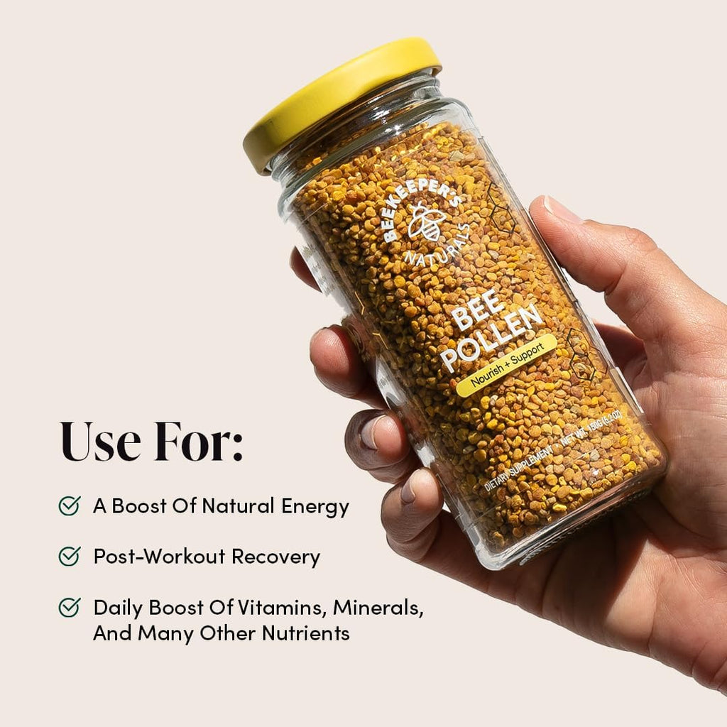 Beekeeper's Naturals - Gránulos de Polen de Abeja 100% Crudo, Enzimas Naturales Preservadas, Fuente de Vitamina B, Minerales, Aminoácidos y Proteína - Paleo y Keto, Sin Gluten (148 g)