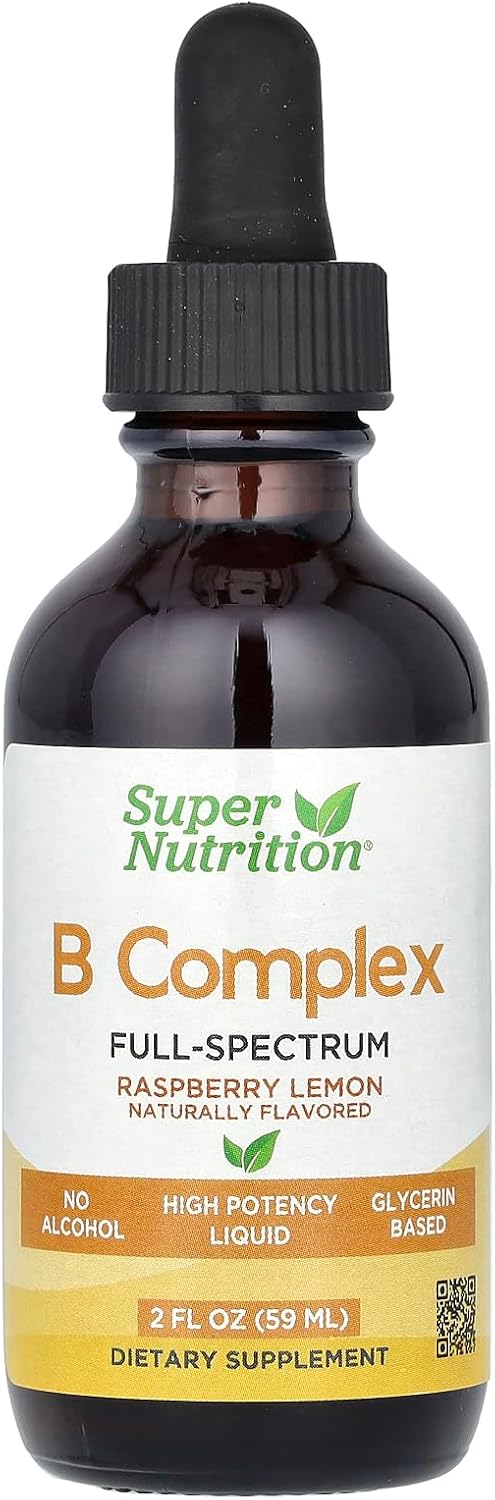 SuperNutrition B Complex Full Spectrum - Complejo B Líquido con Vitamina B12, Biotina y Niacina - Sabor Frambuesa Limón - 59 ml