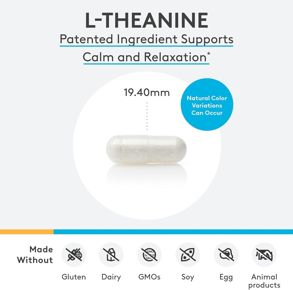 XYMOGEN L-Theanine - 400 mg as Suntheanine - Relaxation, Focus, and Stress - Non-Drowsy - 60 Capsules