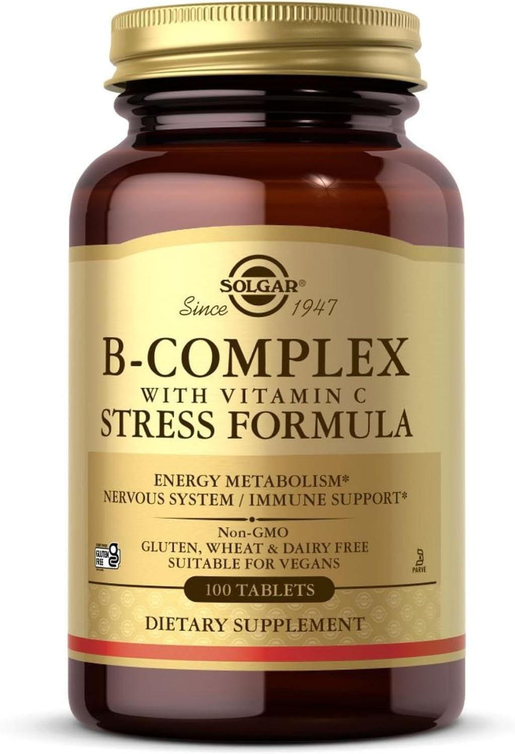 Solgar Complejo B con Vitamina C - 100 Comprimidos - Vegano, Sin Gluten