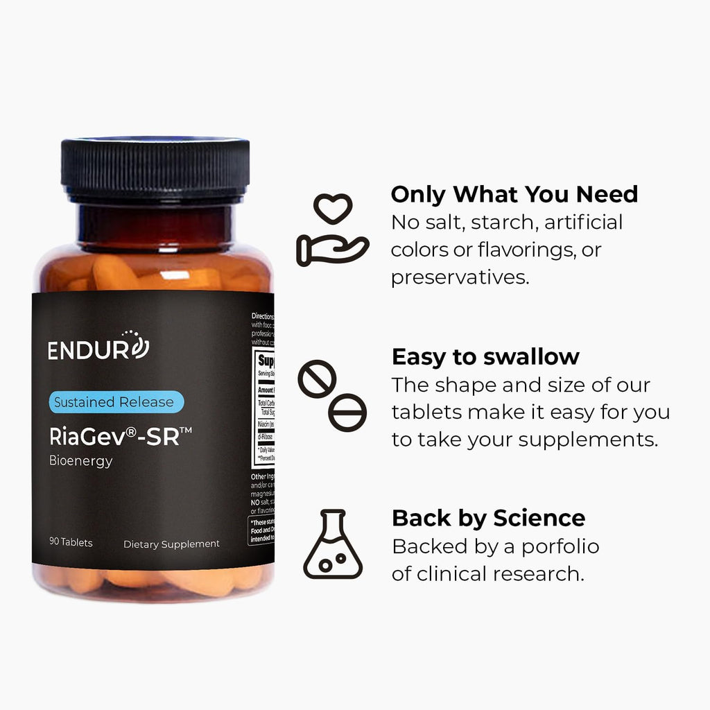 ENDUR-RIAGEV - Ribosa + B3 - SR (Liberación Sostenida) NAD+ 600 mg (90 comprimidos)