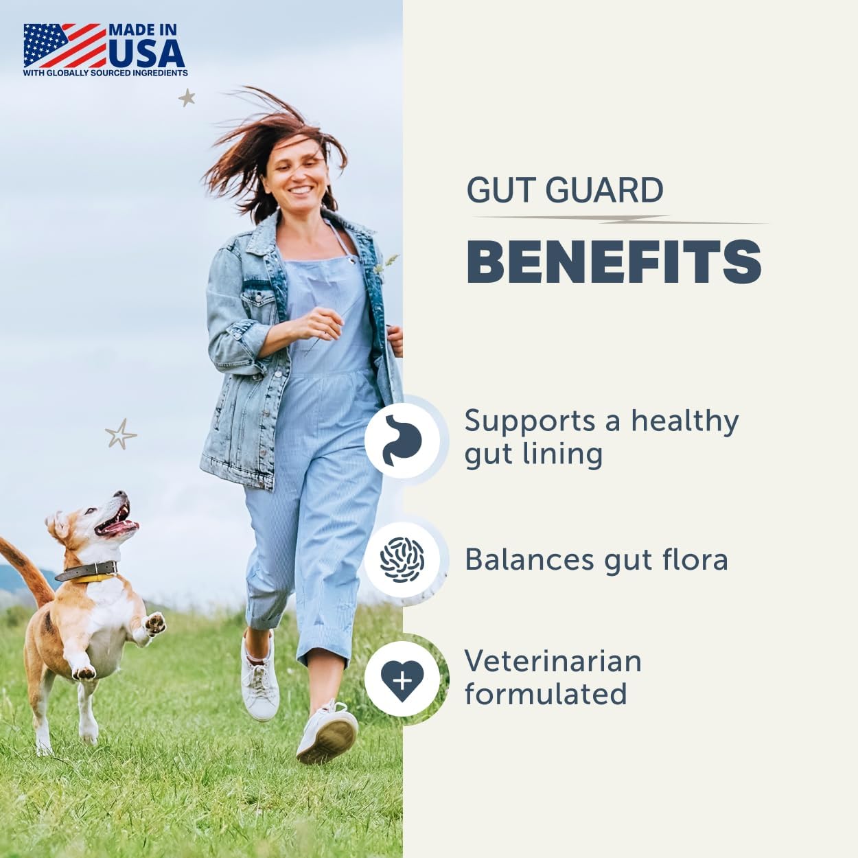 Gut Guard - Probióticos, Prebióticos y Hierbas Orgánicas para Perros - Salud Intestinal y Apoyo Inmunológico - Formulado por Veterinarios - Suministro para 30 Días para Perros Grandes