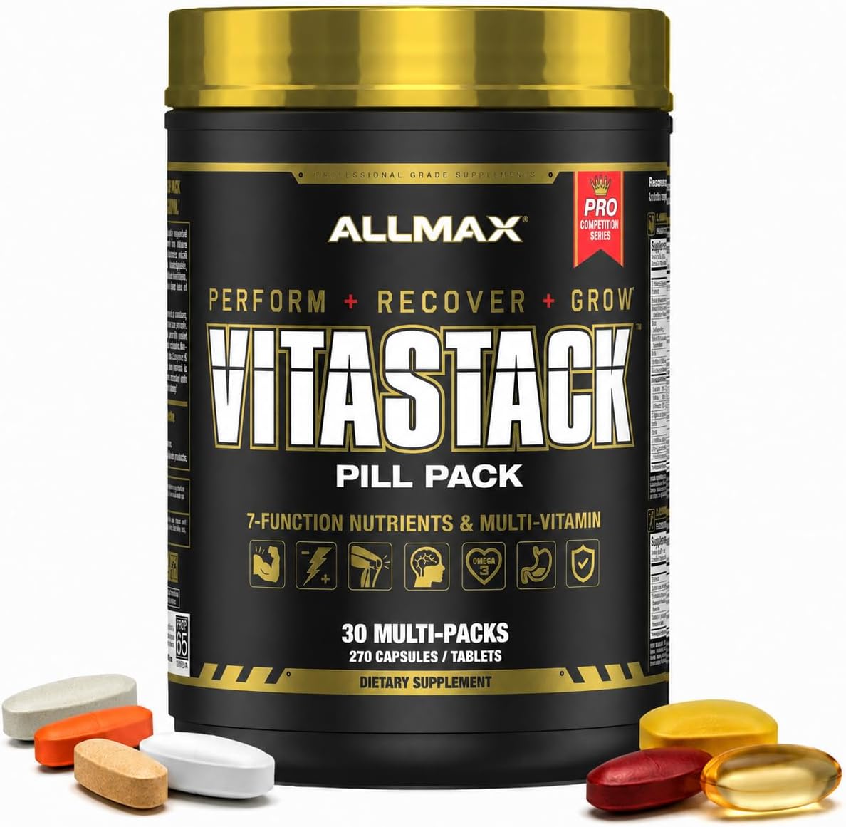 ALLMAX VITASTACK Multivitamin Packs – 30 Sobres Diarios con Omega-3, BCAA y Enzimas