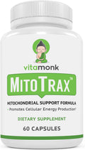 VitaMonk MitoTrax - Suplemento dietético con Acetil L-Carnitina, Coenzima Q10 y BIOPQQ - 60 Cápsulas